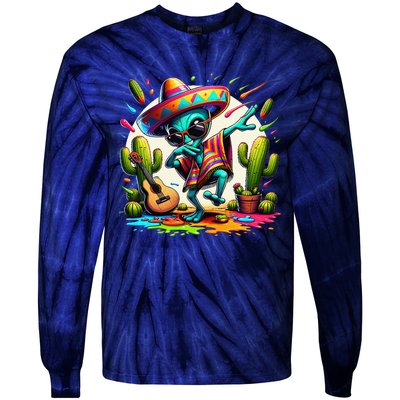 Dabbing Mexican Alienponcho Cinco De Mayo LetS Fiesta Tie-Dye Long Sleeve Shirt