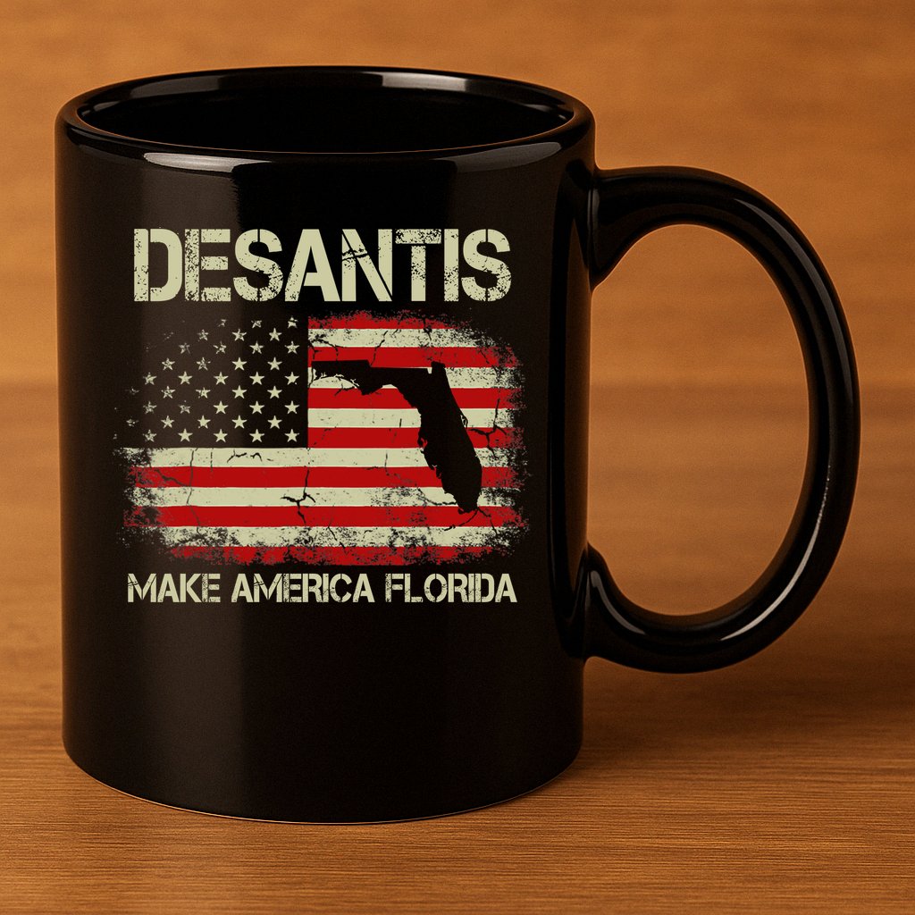 DeSantis Make America Florida US Flag 11oz C Handle Ceramic Mug