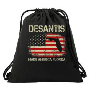 DeSantis Make America Florida US Flag Drawstring Bag