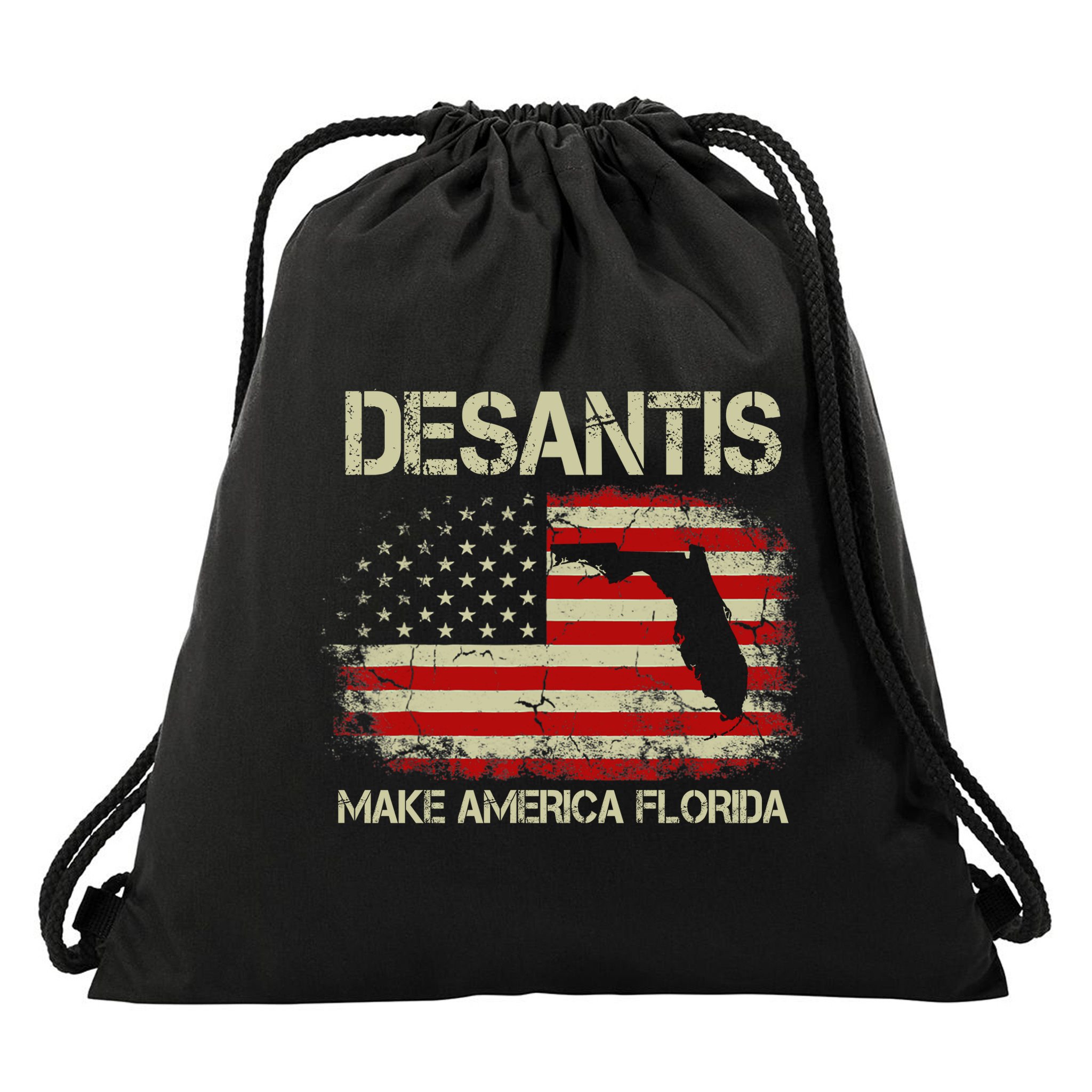DeSantis Make America Florida US Flag Drawstring Bag