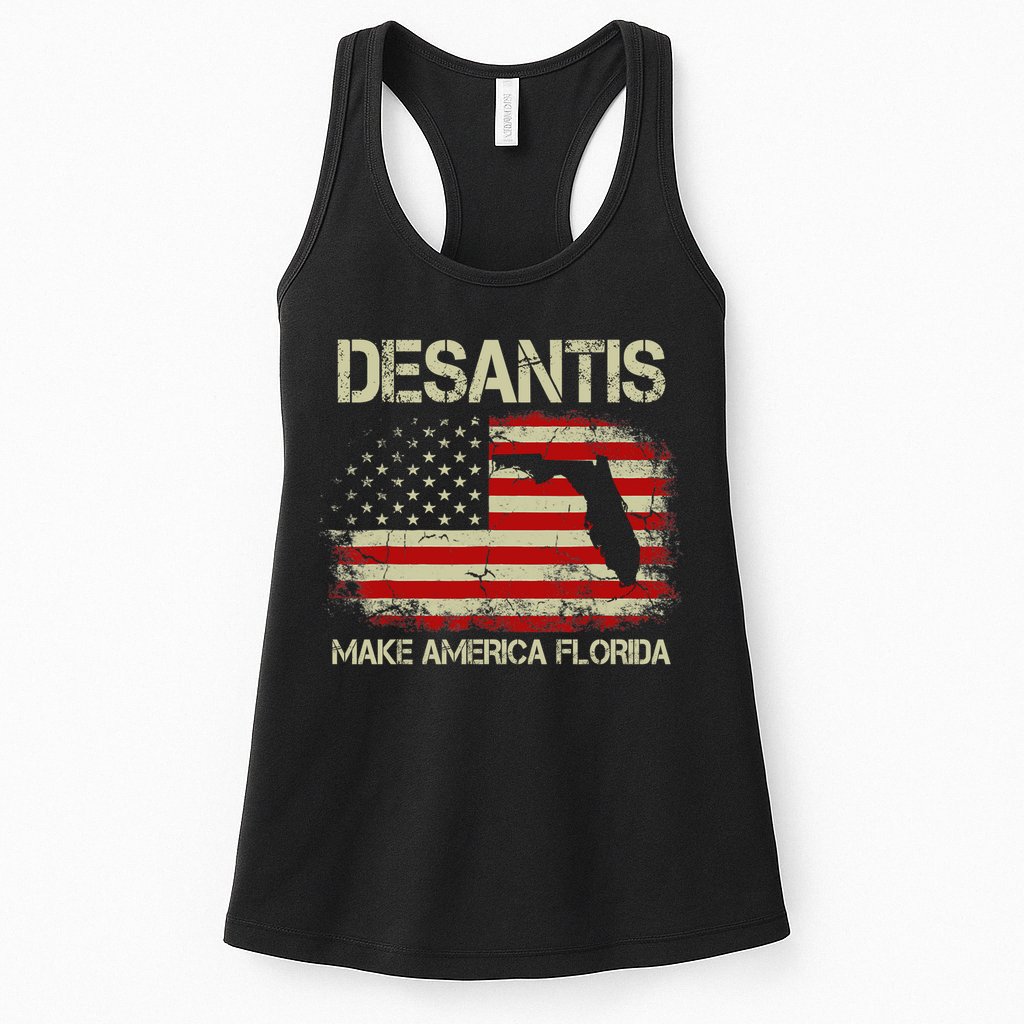 DeSantis Make America Florida US Flag Womens Tank Top