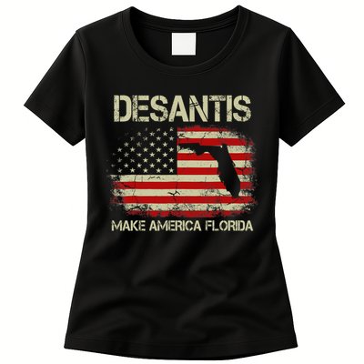 DeSantis Make America Florida US Flag Womens T-Shirt