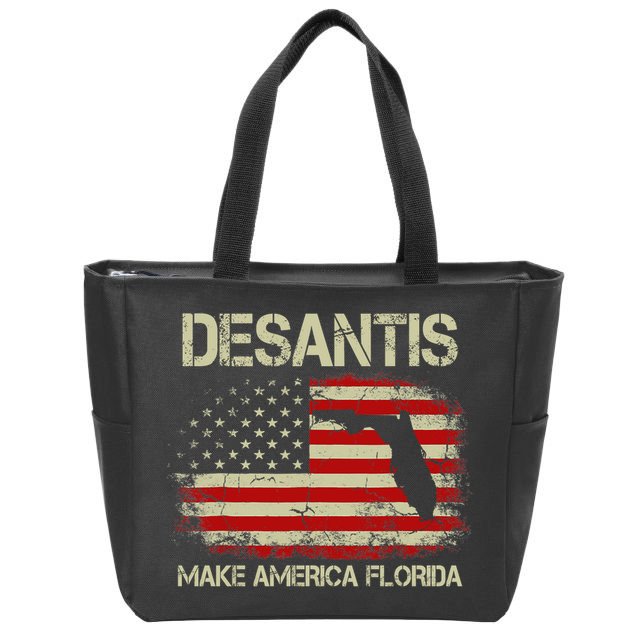 DeSantis Make America Florida US Flag Zip Tote Bag