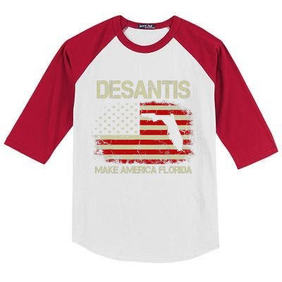 DeSantis Make America Florida US Flag Kids Colorblock Raglan Jersey