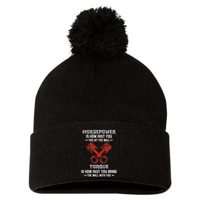 Diesel Mechanics Auto Mechanic Say It With Horse Power Pom Pom 12in Knit Beanie