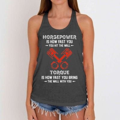 Diesel Mechanics Auto Mechanic Say It With Horse Power Women's Knotted Racerback Tank
