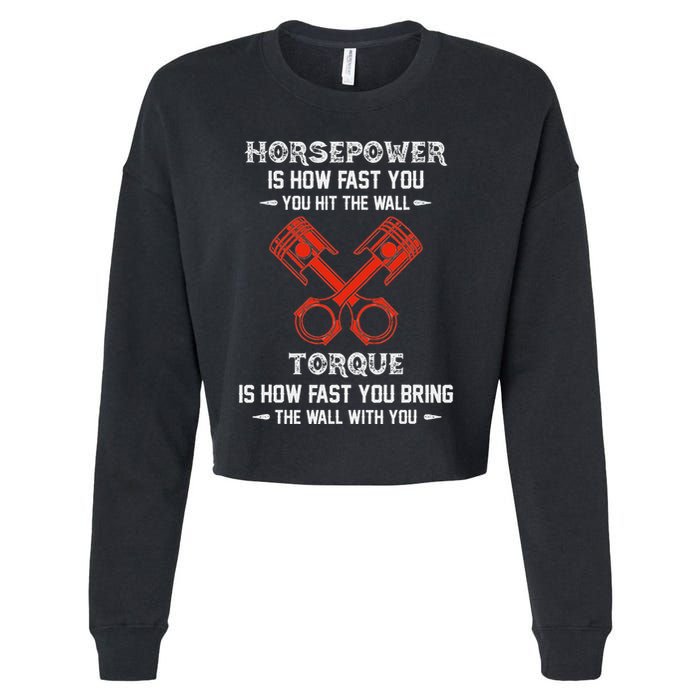 Diesel Mechanics Auto Mechanic Say It With Horse Power Cropped Pullover Crew