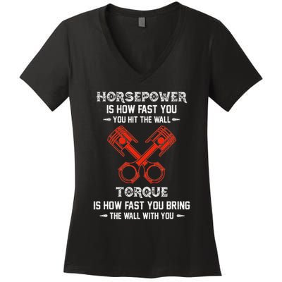 Diesel Mechanics Auto Mechanic Say It With Horse Power Women's V-Neck T-Shirt