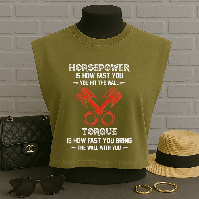 Diesel Mechanics Auto Mechanic Say It With Horse Power Garment-Dyed Women's Muscle Tee