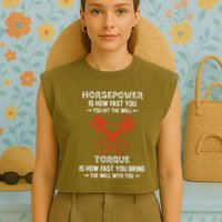 Diesel Mechanics Auto Mechanic Say It With Horse Power Garment-Dyed Women's Muscle Tee