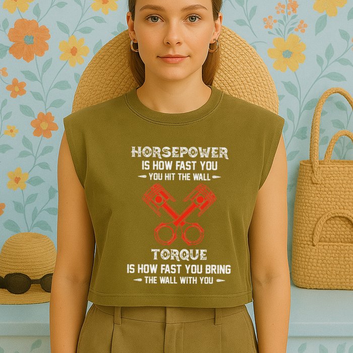 Diesel Mechanics Auto Mechanic Say It With Horse Power Garment-Dyed Women's Muscle Tee