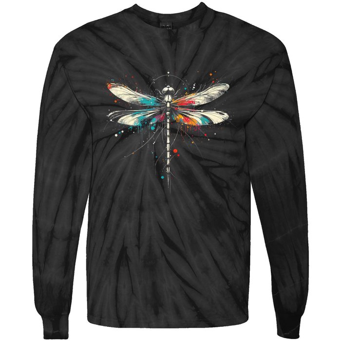 Dragonfly Minimalist And Vibrant Style Birthday Christmas Tie-Dye Long Sleeve Shirt