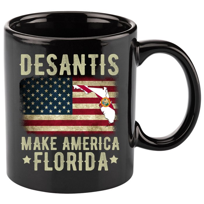DeSantis Make America Florida US Flag 11oz C Handle Ceramic Mug