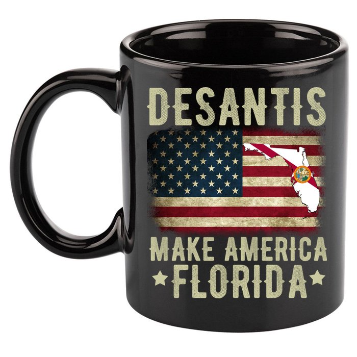 DeSantis Make America Florida US Flag 11oz C Handle Ceramic Mug