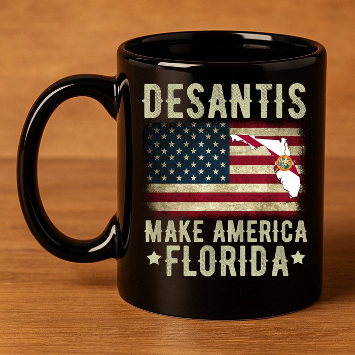 DeSantis Make America Florida US Flag 11oz C Handle Ceramic Mug