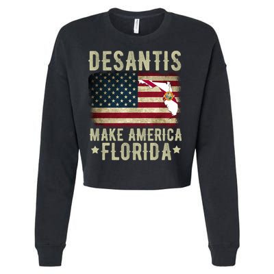 DeSantis Make America Florida US Flag Cropped Pullover Crew