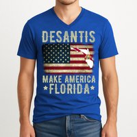 DeSantis Make America Florida US Flag V-Neck T-Shirt