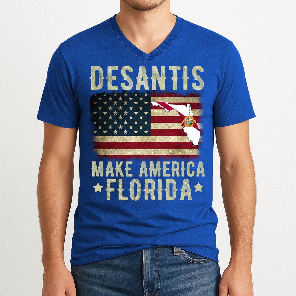 DeSantis Make America Florida US Flag V-Neck T-Shirt