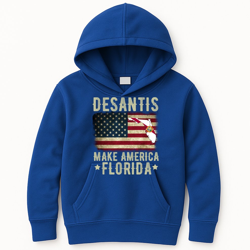 DeSantis Make America Florida US Flag Kids Hoodie
