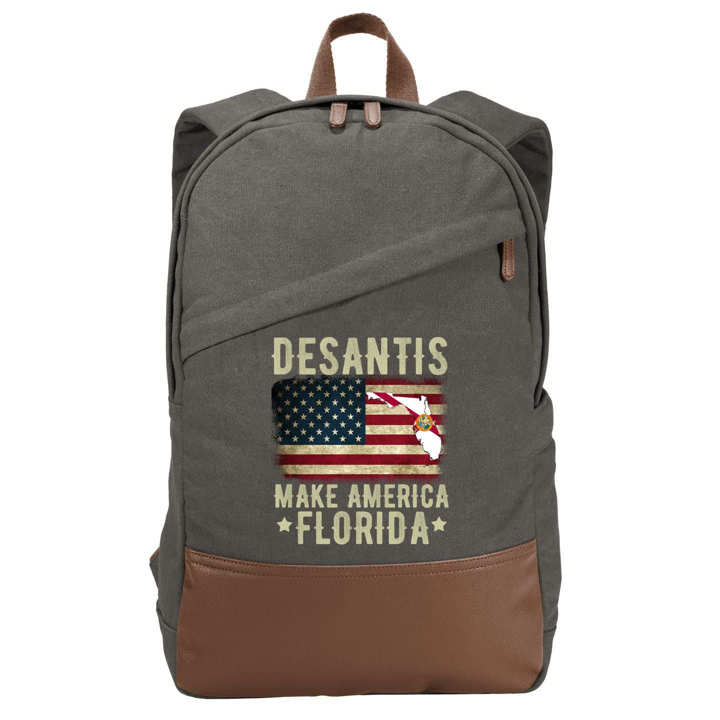 DeSantis Make America Florida US Flag Cotton Canvas Backpack
