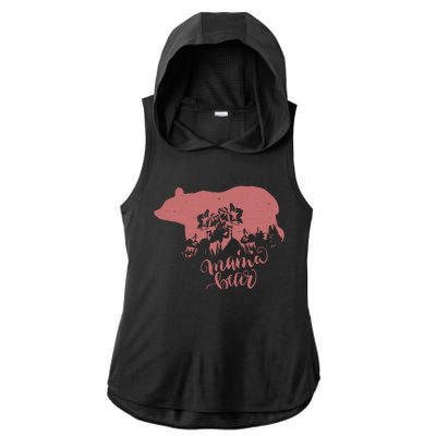 Distressed Mama Bear Ladies PosiCharge Tri-Blend Wicking Draft Hoodie Tank