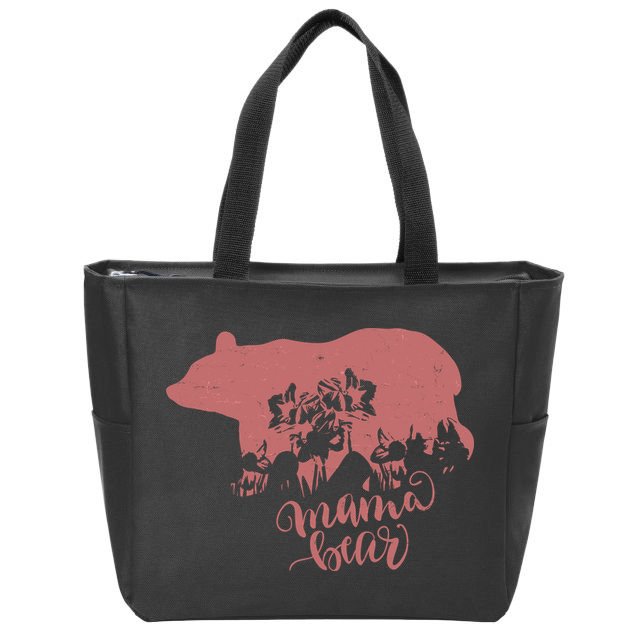 Distressed Mama Bear Zip Tote Bag