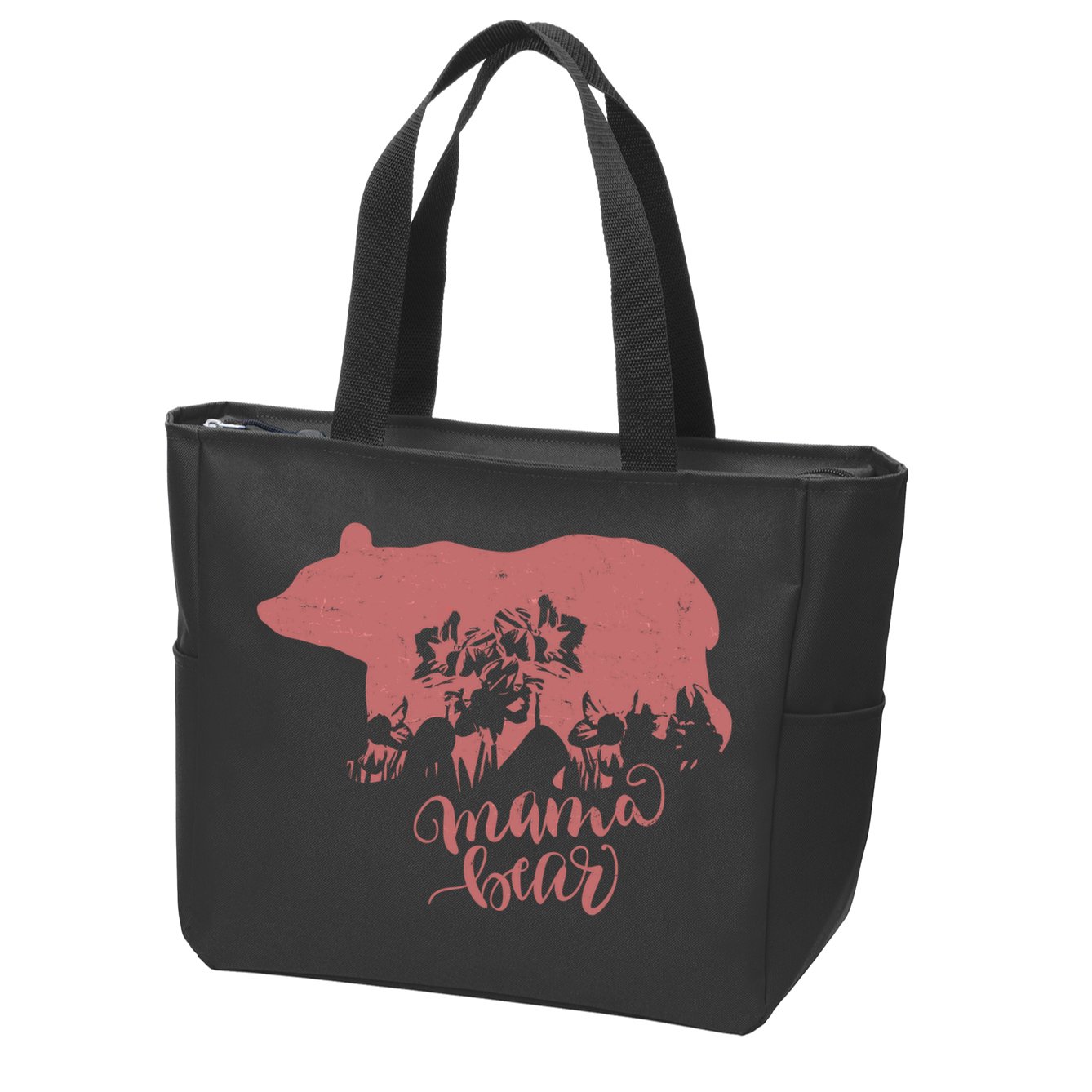 Distressed Mama Bear Zip Tote Bag