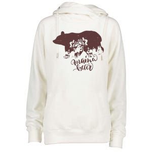 Distressed Mama Bear Womens Funnel Neck Pullover Hood