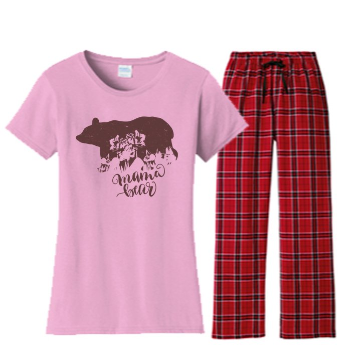 Distressed Mama Bear Women's Flannel Pajama Set