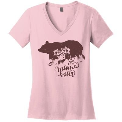 Distressed Mama Bear Women's V-Neck T-Shirt