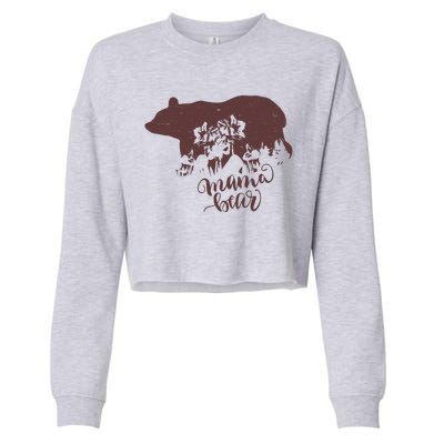 Distressed Mama Bear Cropped Pullover Crew