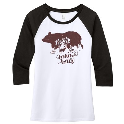 Distressed Mama Bear Women's Tri-Blend 3/4-Sleeve Raglan Shirt