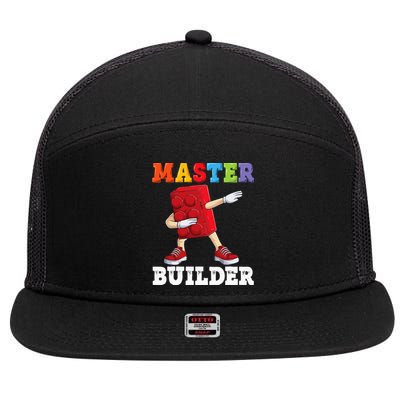 Dabbing Master Builder Funny Building Blocks Bricks 7 Panel Mesh Trucker Snapback Hat