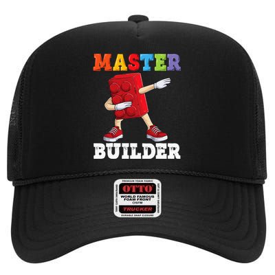 Dabbing Master Builder Funny Building Blocks Bricks High Crown Mesh Back Trucker Hat