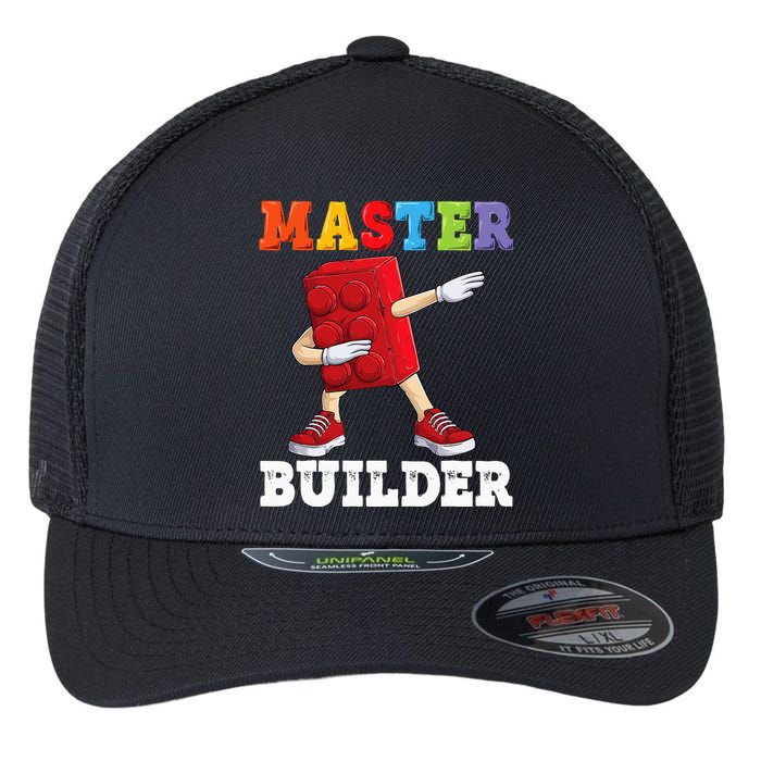 Dabbing Master Builder Funny Building Blocks Bricks Flexfit Unipanel Trucker Cap