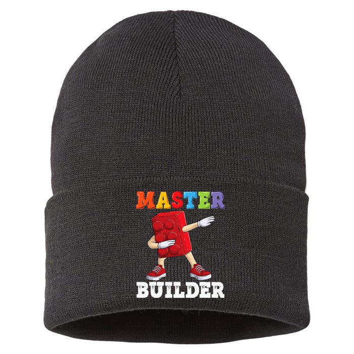 Dabbing Master Builder Funny Building Blocks Bricks Sustainable Knit Beanie