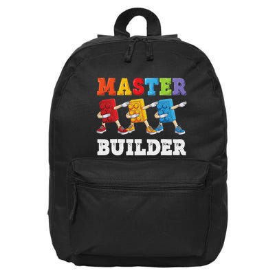 Dabbing Master Builder Funny Building Blocks Bricks 16 in Basic Backpack