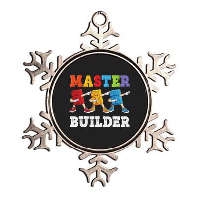 Dabbing Master Builder Funny Building Blocks Bricks Metallic Star Ornament