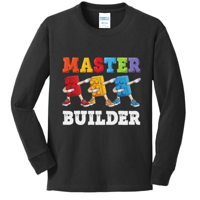 Dabbing Master Builder Funny Building Blocks Bricks Kids Long Sleeve Shirt