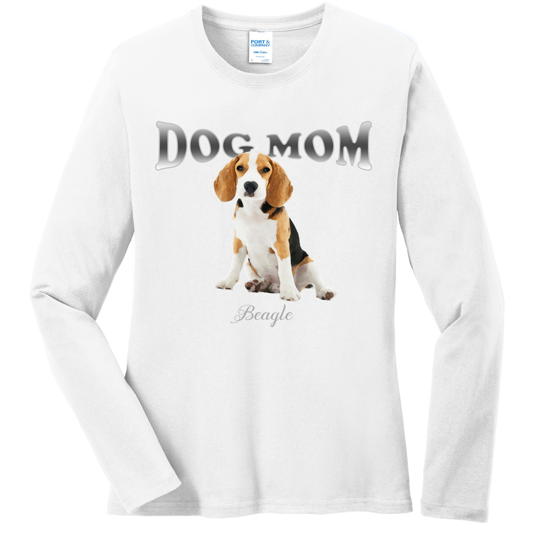 Dog Mom Beagle Designed In Watercolor Gift Ladies Long Sleeve Shirt
