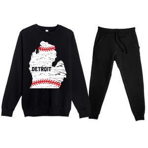 Detroit Michigan Baseball Premium Crewneck Sweatsuit Set