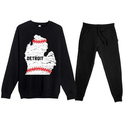 Detroit Michigan Baseball Premium Crewneck Sweatsuit Set