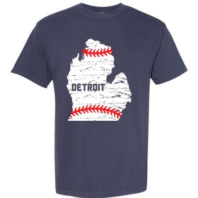 Detroit Michigan Baseball Garment-Dyed Heavyweight T-Shirt