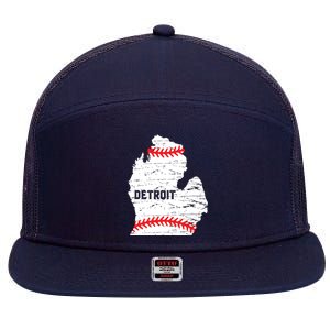 Detroit Michigan Baseball 7 Panel Mesh Trucker Snapback Hat