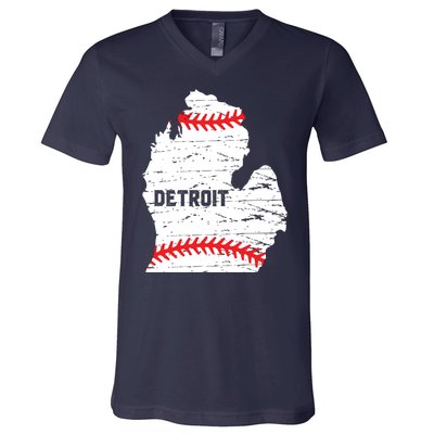 Detroit Michigan Baseball V-Neck T-Shirt