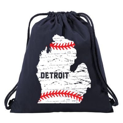 Detroit Michigan Baseball Drawstring Bag