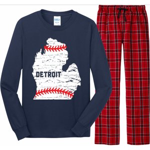 Detroit Michigan Baseball Long Sleeve Pajama Set