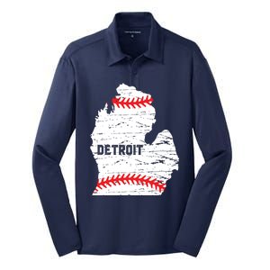 Detroit Michigan Baseball Silk Touch Performance Long Sleeve Polo