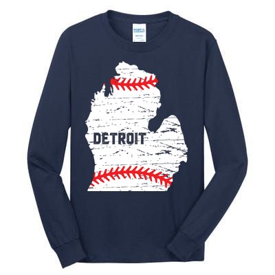 Detroit Michigan Baseball Tall Long Sleeve T-Shirt