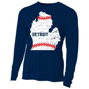 Detroit Michigan Baseball Cooling Performance Long Sleeve Crew